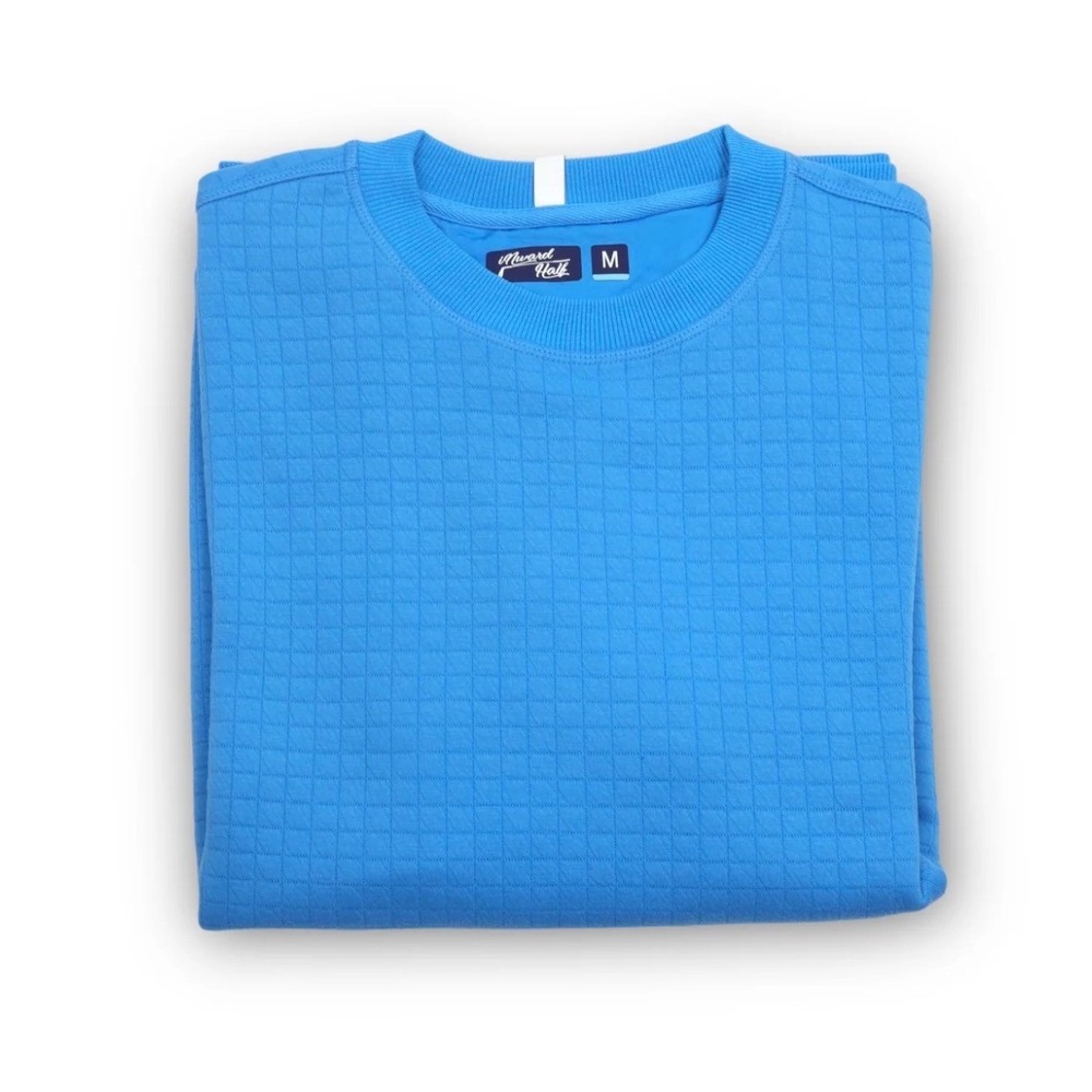 Inward Half Mens Blue Quilted Grid Crewneck Sweatshirt Size Small Long Sleeve